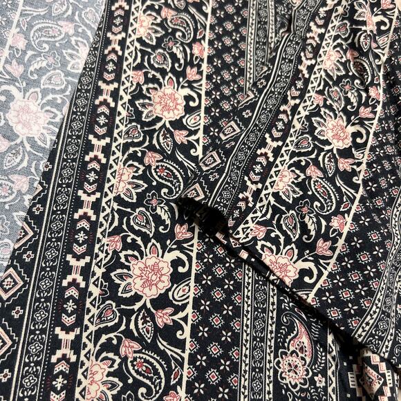 Sugarlips Floral Paisley Open Front Fringe Cardigan Black Cream Boho Shabby Chic - Picture 5 of 8